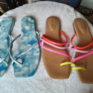 WOMEN'S LOT OF 2 "NINE WEST" SIZE 12 COLORFUL SANDALS